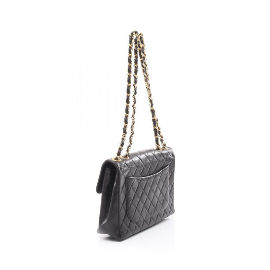 Chanel Lambskin Single Flap Shoulder Bag Black