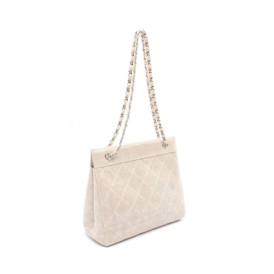 Chanel Matelasse Linen Canvas Shoulder Bag