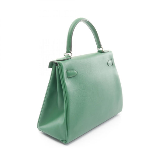 Hermes Kelly 28 Leather Handbag Green