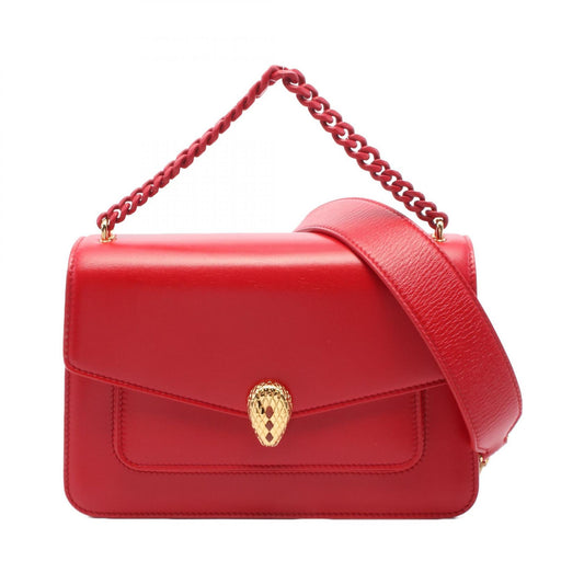 Bvlgari Serpenti Leather Handbag Red