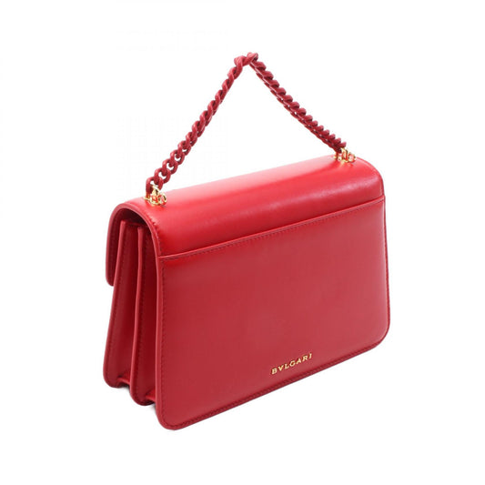 Bvlgari Serpenti Leather Handbag Red