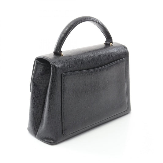 Chanel Coco Mark Leather Top Handle Handbag Black