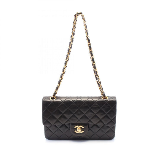 Chanel Matelasse W Flap Shoulder Bag Black