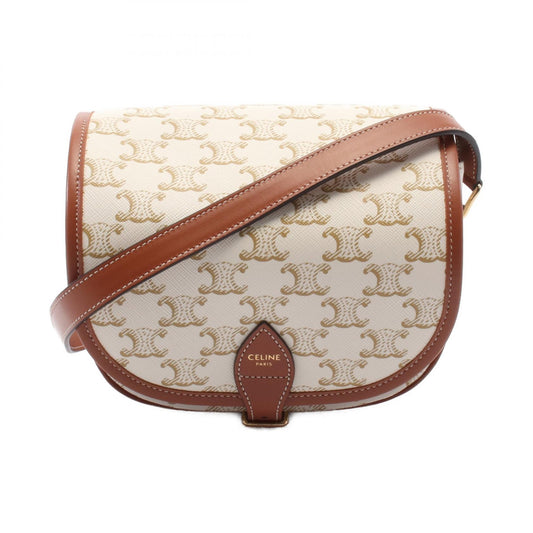 Celine Falco Medium Triomphe Shoulder Bag PVC Canvas Leather