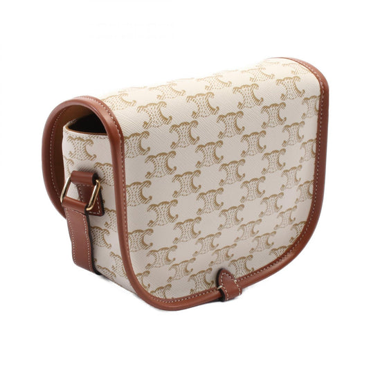 Celine Falco Medium Triomphe Shoulder Bag PVC Canvas Leather