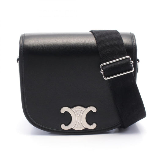 Celine Leather Triomphe Shoulder Bag Black