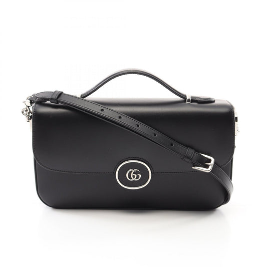 Gucci Double G Leather Shoulder Bag Black