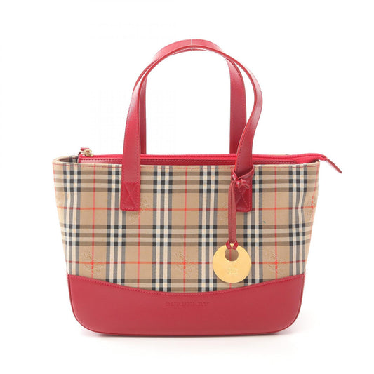 Burberry Haymarket Check Canvas Leather Handbag
