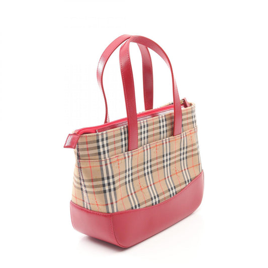 Burberry Haymarket Check Canvas Leather Handbag