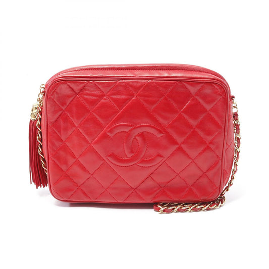 Chanel Matelasse Lambskin Shoulder Bag Red