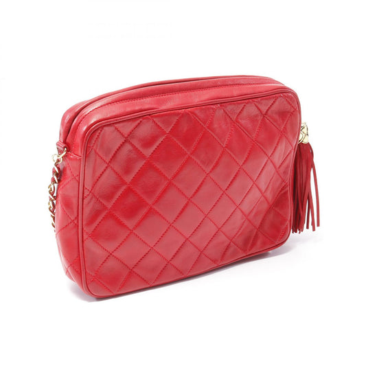 Chanel Matelasse Lambskin Shoulder Bag Red