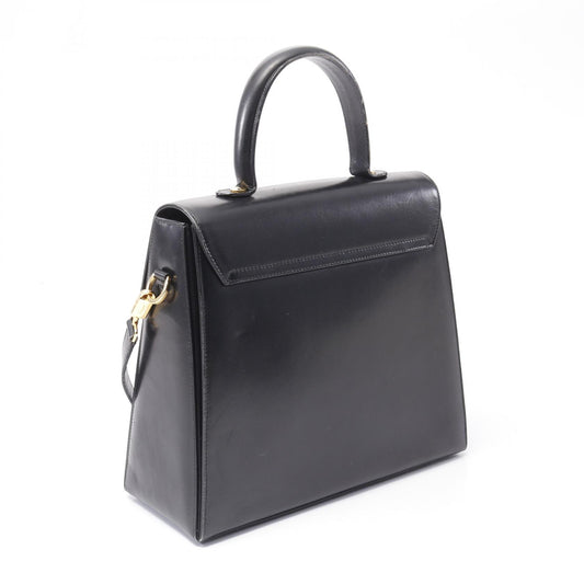 Salvatore Ferragamo Leather Gancini Handbag Black