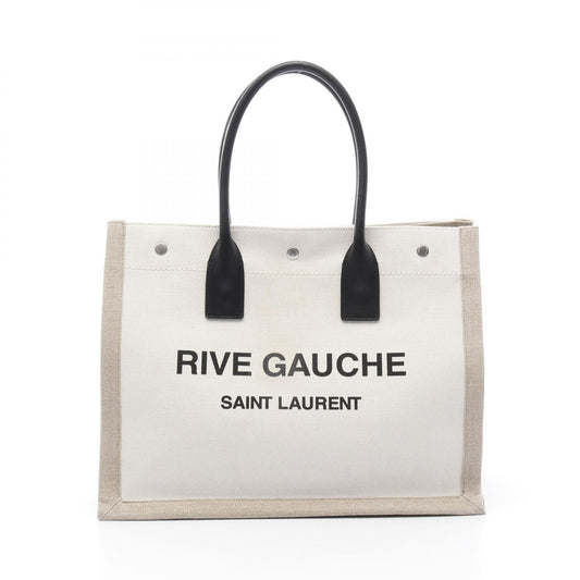 Yves Saint Laurent Leather Linen Canvas Tote Bag