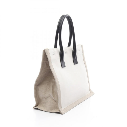 Yves Saint Laurent Leather Linen Canvas Tote Bag