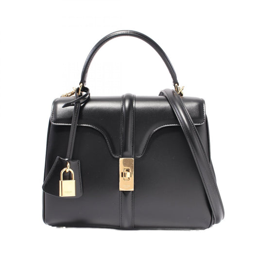 Celine 16 Small Leather Handbag Black