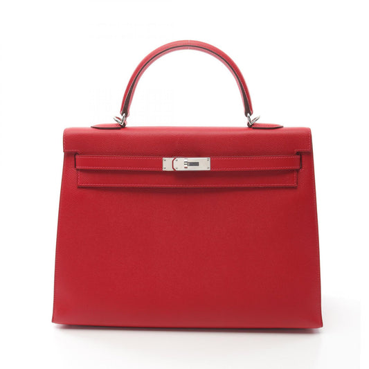 Hermes Kelly 35 Leather Handbag Red