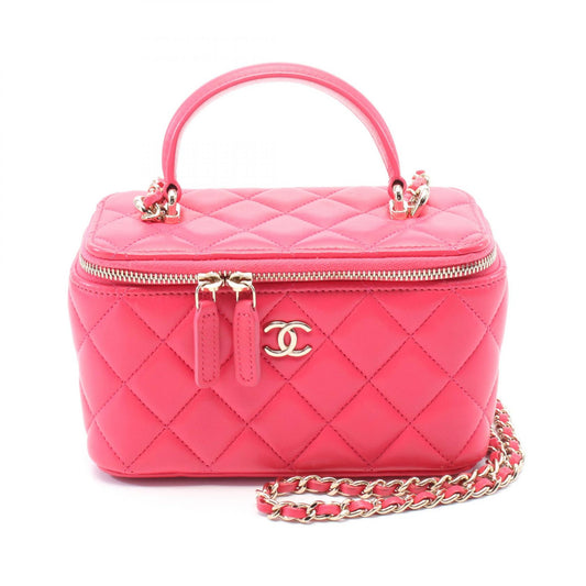 Chanel Leather Matelasse Shoulder Bag Pink