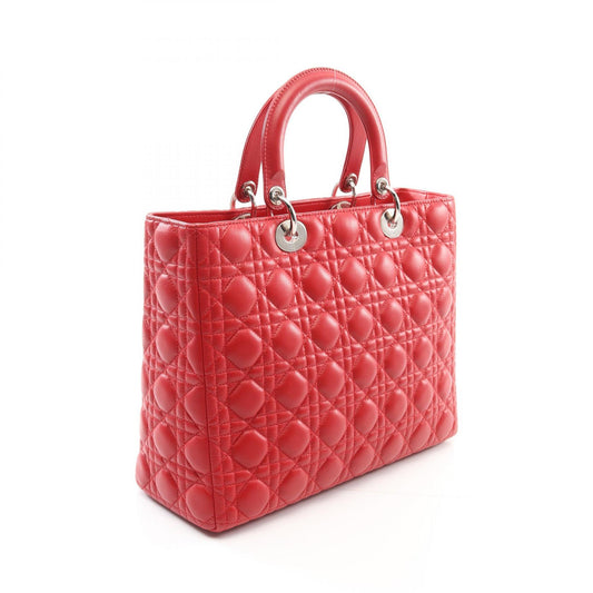 Dior Lady Dior Large Leather Handbag Red