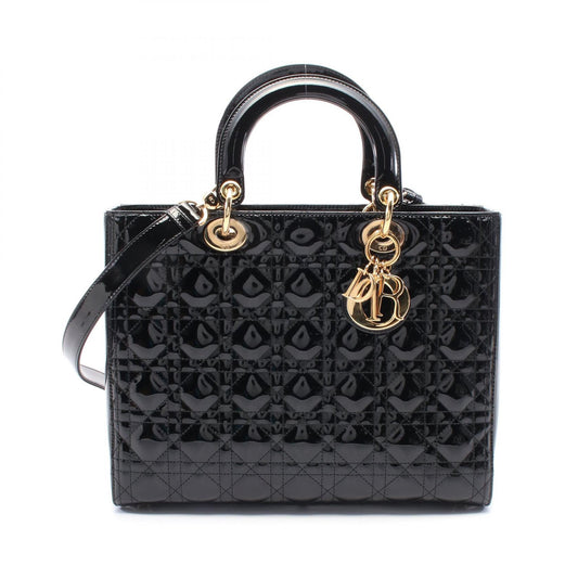 Dior Lady Dior Large Cannage Patent Leather Handbag