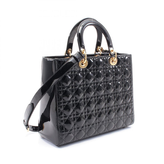 Dior Lady Dior Large Cannage Patent Leather Handbag