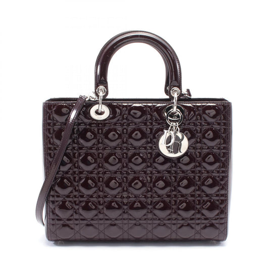 Dior Lady Dior Large Cannage Patent Leather Handbag