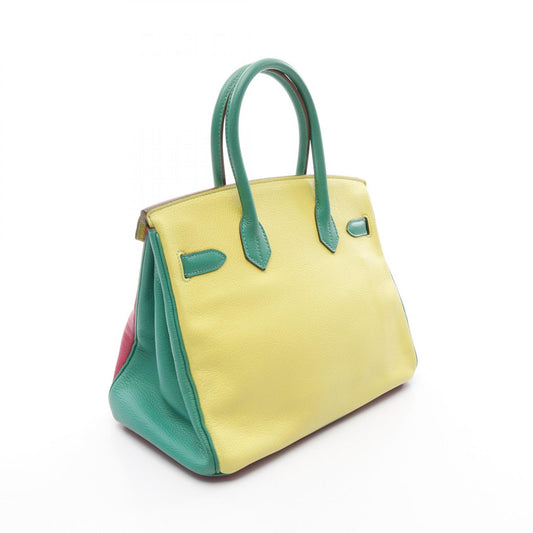 Hermes Chevre Birkin 30 Handbag Pink/Green