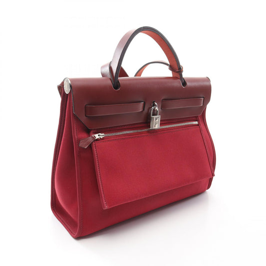 Hermes Canvas Leather Handbag
