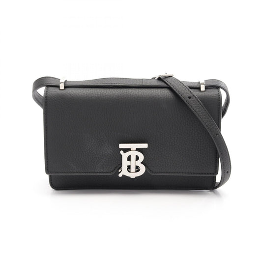 Burberry Leather TB Shoulder Bag Black