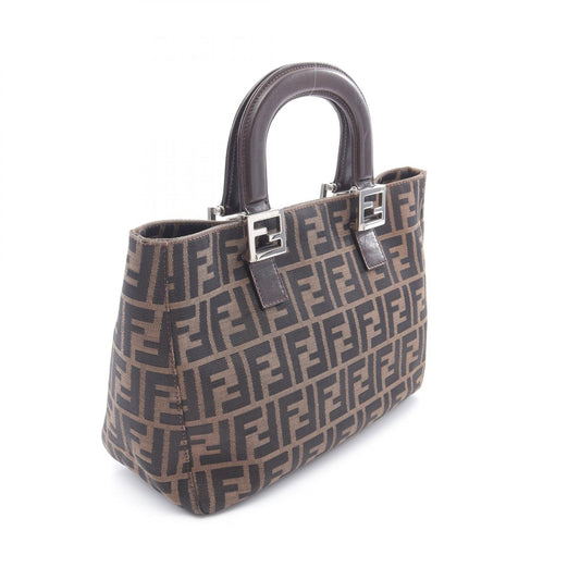 Fendi Zucca Canvas Leather Tote Bag