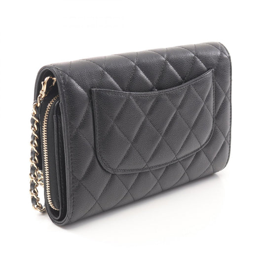 Chanel Matelasse Shoulder Bag Black Leather