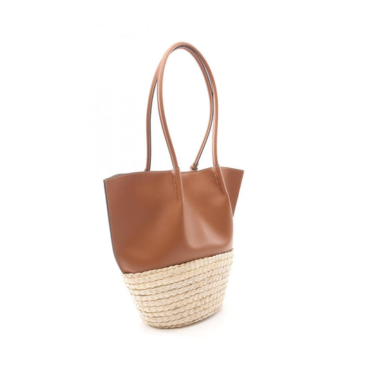 Tod's Leather Raffia Timeless Tote Bag