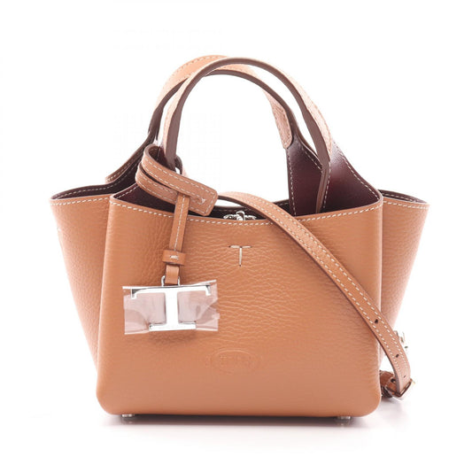 Tod's T Timeless Mini Leather Handbag Brown