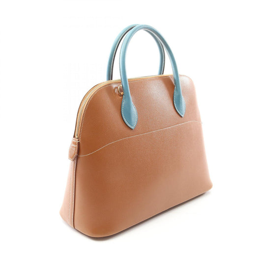 Hermes Bolide 35 Leather Handbag Brown/Blue