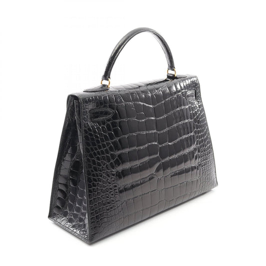 Hermes Kelly 32 Alligator Handbag Black