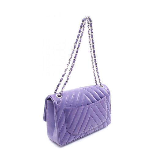 Chanel Lambskin Shoulder Bag Purple