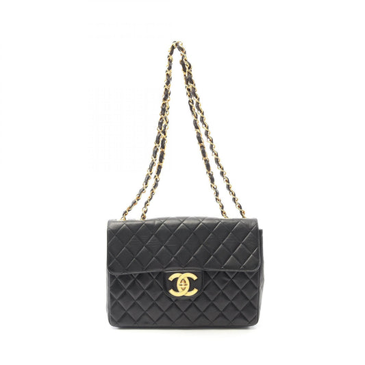 Chanel Lambskin Single Flap Shoulder Bag Black