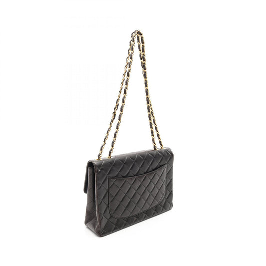 Chanel Lambskin Single Flap Shoulder Bag Black
