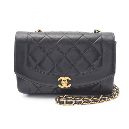 Chanel Lambskin Diana Flap Shoulder Bag Black