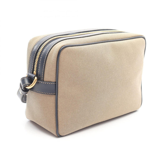 Prada Canvas Leather Logo Jacquard Shoulder Bag