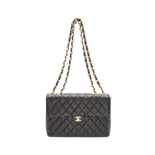 Chanel Lambskin Single Flap Shoulder Bag Black