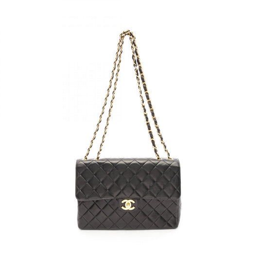 Chanel Lambskin Single Flap Shoulder Bag Black