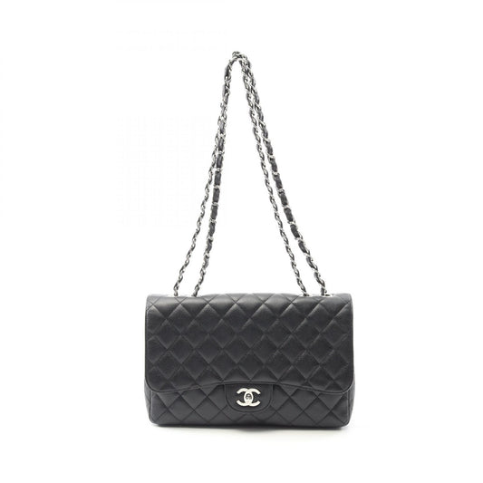 Chanel Caviar Skin Single Flap Shoulder Bag Black