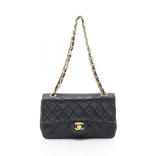 Chanel Matelasse W Flap Shoulder Bag Black