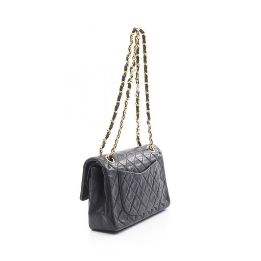Chanel Matelasse W Flap Shoulder Bag Black