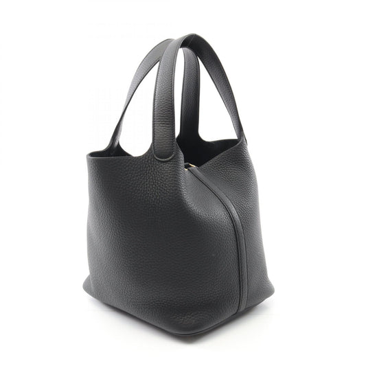 Hermes Picotin Lock MM Leather Handbag Black
