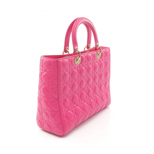 Dior Lady Dior Large Leather Handbag Pink