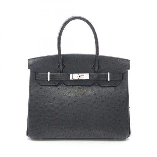 Hermes Birkin 30 Ostrich Handbag Black