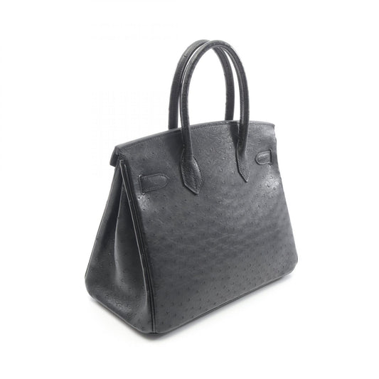 Hermes Birkin 30 Ostrich Handbag Black