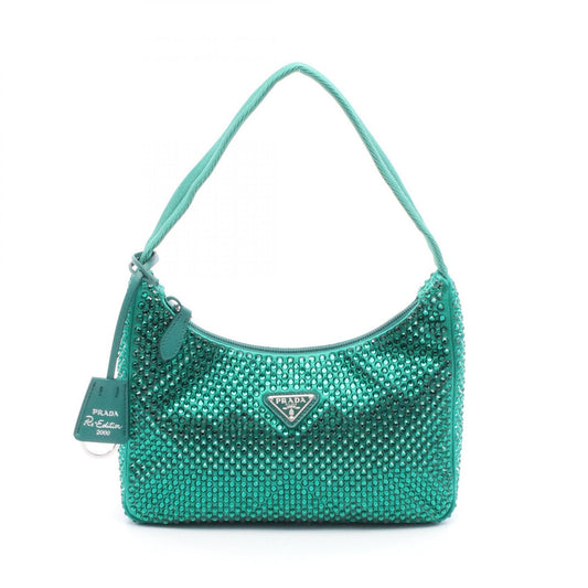 Prada Fabric Rhinestone Handbag Green