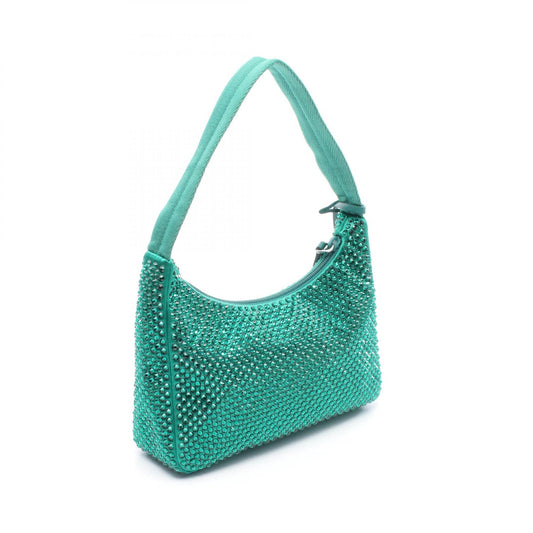 Prada Fabric Rhinestone Handbag Green